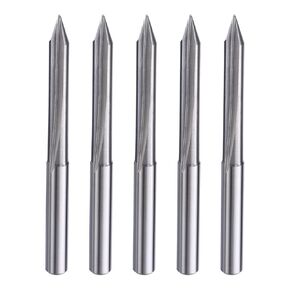 HARFINGTON 5pcs CNC V Bit 45 Degree 1/8" Shank 0.2mm Tip Engraving V Bits Carbide Chamfer End Mill with 2 Straight Flutes CNC Wood Carving Bit Tool for Wood Plywood Acrylic MDF Lettering
