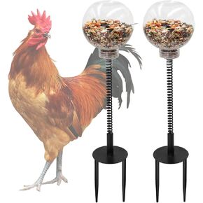 Oooct 2 Pack Chicken Peck Toy, Chicken Enrichment Toys, Chicken Swing Feeder, Chick Slow Feeder Toy, Chicken Coop Toys for Hens Poultry Duck Birds Parrots