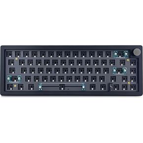 GMK67 Keyboard Barebones Kit,Hot-Swap PCB Bluetooth 5.0/2.4G/Type-C Tri-Mode 65% Mini Custom RGB Wireless Mechanical Keyboard with Knob Gasket Mount Programmable Gaming Keyboard DIY Kit (White)