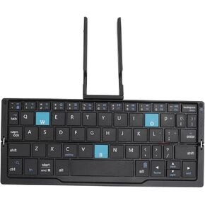 VBESTLIFE Foldable Bluetooth Keyboard with Stand, Keyboard Portable Pocket Tablet Phone Keyboard Aluminum Alloy Lightweight Bluetooth Keyboard for Tablet, Phones (Black Gray)
