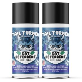 Tail Turner Cat Deterrent Spray Refill Pack - Motion-Activated Cat Deterrent Spray Compatible with SSSCAT Spray System - Safe, USA-Made Pet Training Solution for Problem Areas (2 Pack)