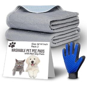 2 Pack 18"x24" Washable Pee Pads for Dogs, Puppy Mat Non-Slip Reusable Pee Pads for Dogs Waterproof Reusable Dog Training Pads for Potty 100% Absorbent Dog Training Floor Protection Trays