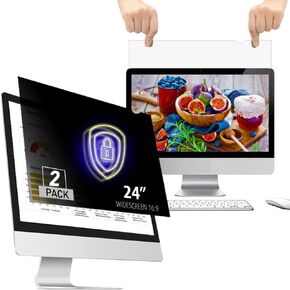 [2 Pack] 24 Inch 16:9 Computer Privacy Screen Filter for Widescreen Monitor and Laptop - Anti-Glare - Anti-Scratch Protector Film - Data Confidentiality Shield [2 Pack]