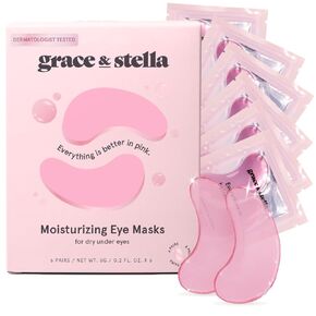 Eye Wrinkle Pads & Patches (48 Pairs, Pink) Gel Under Eye Masks to Reduce Dark Circles, Puffy Eyes, Undereye Bags, Wrinkles - Vegan Cruelty-Free Self Care - grace and stella