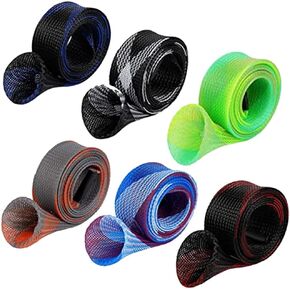 Yontree 6/12 Pack Fishing Rod Sleeve, Fishing Rod Cover Braided Mesh Rod Sleeves Socks, Fishing Pole Sleeve for Spinning/Casting/Sea/Fly Fishing Rod