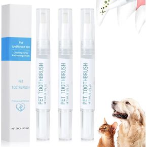 قلم فرشاة أسنان للحيوانات الأليفة، قلم تنظيف أسنان الكلاب، تبييض وتنظيف أسنان القطط/الكلاب، مواد نباتية طبيعية - مجموعة إصلاح أسنان الحيوانات الأليفة، أداة إزالة الجير والنباتات الطبيعية للكلاب والقطط (3 قطع) in Kuwait
