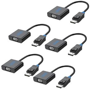 DisplayPort DP to VGA Adapter 10-Pack, Computer DP Display Port to VGA Monitor Male to Female Cable Adaptor for All DP Devices Compatible with DELL, HP, Lenovo and Other Brand