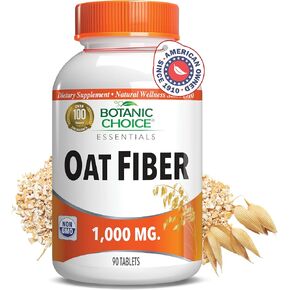 Botanic Choice Oat Fiber -Natural Oat Fiber Dietary Supplement to Support Digestive Health for Women and Men - 90 Tablets (1000 mg Each)