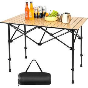 Camping Table Roll up Table Lightweight, 4 Person Portable Aluminum Table with Carry Bag for Outdoor BBQ Picnic Gathering