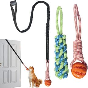 Interactive Dog Toys Tug of War Dog Toy for Small/Medium/Large Dogs,Teething Rope for Teeth Cleaning,Puzzle Ball for Chewing,Dog Bungee Tug Toy Kit, blue