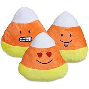 Emoji Candy Corn Plush Halloween Dog Toys (Set of 3)