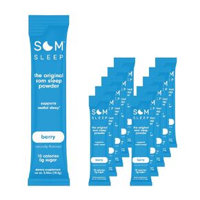 Som Sleep, Restful Sleep Powder Drink Mix w/Melatonin, Magnesium, Vitamin B6, L-Theanine & GABA – Vegan, Zero Sugar, Keto Friendly – Berry, 10-Pack