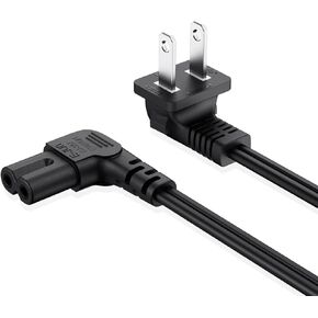 5FT TV Power Cord for Samsung TV, 90 Degree Angled 18AWG 2-Prong to L-Shaped C7 Power Cord for Samsung TV 24" 32" 40" 43" 48" 49" 50" 55" 60" 65" 75" Inch, LG/TCL TV Charger Cable Adapter Replacement