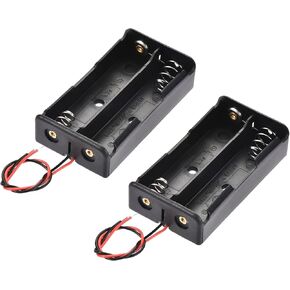 uxcell Battery Case Storage Box 2 Slots x 3.7V 2-Wire Lead for 2 x 18650 Battery 2 Pcs