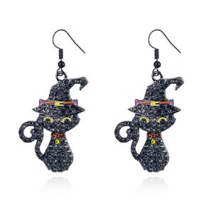 Ghost Crystal Halloween Earrings for Women Gothic Pumpkin Black Cat Skull Bat Earrings Handmade Vintage Victoria Crystal Earrings Punk Halloween Witch Cosplay Party Jewelry (Silver Ghost)