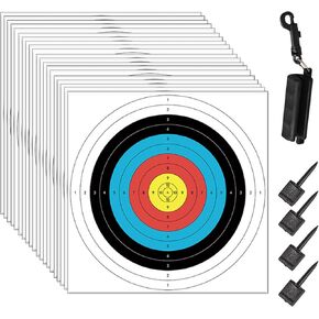 S F 20/30/50pcs Archery Targets for Backyard,Targets Paper Standard Archery with Arrow Puller Target Pin,Bow Target for Hunting and Target Practice(16x16in/23.6x23.6in)