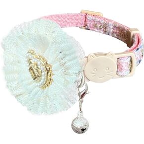 Fupo Pink Cat Collar Breakaway with Bell - Cute Cat Collar with Flowers Adjustable from 8.5" to 12.5" for Girl Cats Puppies (Pink)