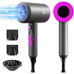 Slopehill Professional Ionic Hair Dryer, Powerful 1800W Fast Drying Low Noise Blow Dryer with 2 Concentrator Nozzle 1 Diffuser Attachments for Home Salon Travel (White)