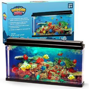 XL Virtual Ocean Aquarium with LED Lights, Moving Fish - Desk Toy for Kids & Adults