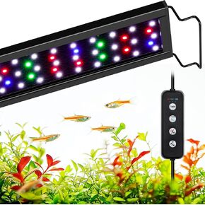 AQQA Aquarium Light,Full Spectrum Fish Tank Light for Plants,3 Mode+Timer+Adjustable Brightness,High Brightness LED Beads with Extendable Brackets for Freshwater (18W)
