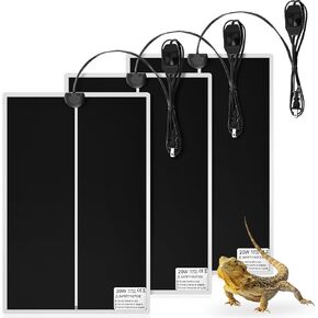 ROCEEI 3 Pcs Reptile Heat Mat 11x16.5 Inch 20W Reptile Heating Pad with Temperature Control Removable Terrarium Heat Mat Under Tank Heat Pad for Gecko Turtle Tortoise Snake Lizard Hermit Crab