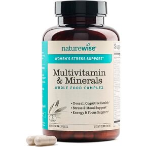 NatureWise Women’s Stress Support Multivitamin & Minerals Whole Food Complex with Sensoril Ashwagandha, Probiotics for Energy, Focus, Mood Balance (Packaging May Vary) (1 Month Supply – 60 Capsule)