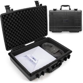 CASEMATIX Waterproof Travel Case Compatible with Starlink Mini, Kickstand, Pipe Adapter, Cables, Power Supply & More - Hard Shell Portable Storage Case with Foam Interior