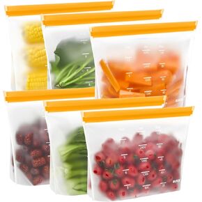 IDEATECH Dishwasher Safe Food Storage Bags Stand Up 18Pack, Reusable Gallon Freezer Bags, Leakproof Ziplock Bags Various Size, Reusable Silicone Bags for Meals,Lunch,Home Organization Travel(18Pack)