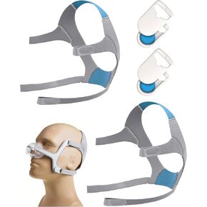 Headgear Replacement 2Packs Compatible with AirFit N20 Mask, 2Packs Elasticity Premium Nylon Soft Headgears+2Pairs Features Magnetic Clips+2Pieces Hose Hanger（Large）