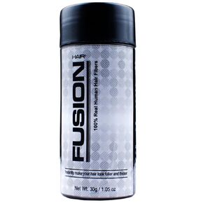 HAIR FUSION - 100% Real Human Hair Fibers - Conceal bald and thinning hair - Root touch up - Volumizer - Unisex (1.05 oz, Black)