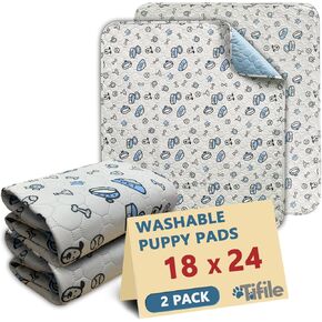 Washable Pee Pads for Dogs, 2 Pack Reusable Puppy Pads, Absorbent Whelping Pads with Bone Print, Non-Slip Waterproof Pet Training Pads for Couch, Crate, Potty Training - 18x24in