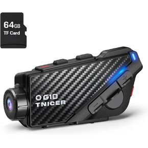 Motorcycle Bluetooth Headset with Camera G10 Motorcycle Camera with EIS Helmet Bluetooth Headset 8-Way 1000m Motorcycle Helmet Camera WiFi Recording Intercom with 64G Card