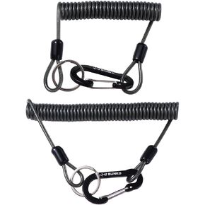 Leadigol 2PCS الصيد ملفوف الحبل، سلك الربيع حبل تمتد سلامة حبل تمديد الحبل الحبل، الصيد ملفوف الحبل الملتوية الاحتفاظ حبل مرن لفائف حبل السلامة مفتاح الحبل الصيد الحبل