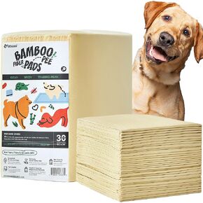 Ubasti Bamboo Puppy Pads Extra Large 36''x36'', 30 Count, Super Absorbent & Leak-Proof Disposable Pee Pads for Dogs, XXXL Thicken 6-Layer Potty Pads with Adhesive Sticky Tape, Quick Dry