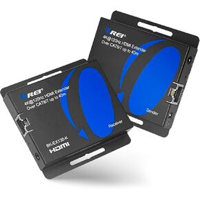 OREI 4K@120hz HDMI Over Ethernet Extender Balun UltraHD 4:4:4 Over Single CAT6/7 Cable with HDR, & Bi Directional IR Control - Up to 130 Ft with CAT6/7 Audio L/R Out (BK-EX130-K)