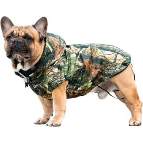 Dog Raincoat Sunny for French Bulldogs American Bully, French Bulldog Warm Coat, Waterproof, Adjustable, Your Stylish Hunter (Medium)