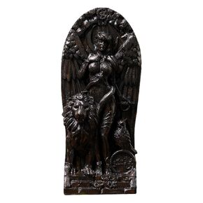 Goddess lilith Demoness statue Blood moon Queen of the death Witchcraft Wood sculpture Occult decor Lucifer，Altar Crafts, Creative Desktop Decorations (Wood)
