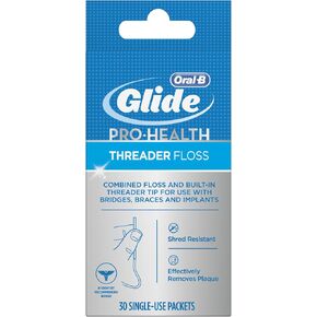 Glide Threader Floss, 30-Count Boxes of Single-Use Packets (Pack of 4)