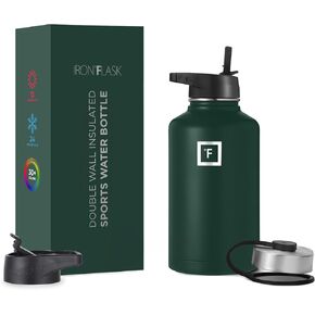 IRON °FLASK Sports Water Bottle - Wide Mouth with 3 Spout Lids - Stainless Steel Sports Water Bottles for Gym and Outdoor - for Men, Women & Kids - Double Wall - Double Walled