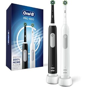 Oral-B Pro 1000 CrossAction Electric Toothbrush, Black and White, 2 Count