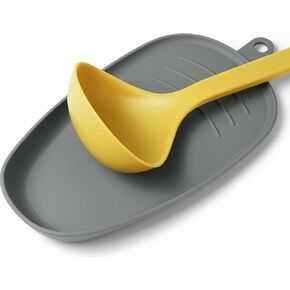 Carrotez Large Silicone Utensil Rest for Stove Top - Unbreakable Heat Resistant Silicone Spoon Rest for Kitchen Countertop - Oversized Wide Non-Scratch Spoon Holder for Camping - Grey