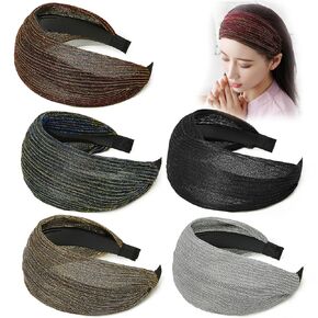 DORIS&JACKY Fashion 2.5 Inch Wide Lace Headbands Elastic Hairbands With Teeth Headwear Accessories For Women And Girls… (Wide Lace-5PCS)