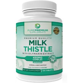 PurePremium Milk Thistle Supplement with Silymarin Extract - Liver Support Health Supplement - Maintain Normal Liver's Function - Vegan Silymarin Milk Thistle - 120 Tablets
