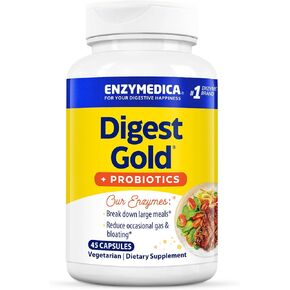 Enzymedica Digest Gold + Probiotics, 2-in-1 Advanced Formula, Supports Healthy Gut with 9 Different Probiotic Strains, Improves Digestion, 180 Capsules (FFP)