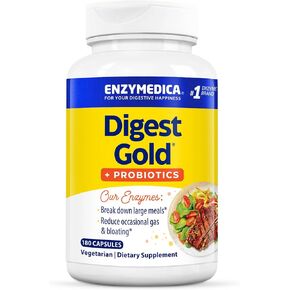 Enzymedica Digest Gold + Probiotics, 2-in-1 Advanced Formula, Supports Healthy Gut with 9 Different Probiotic Strains, Improves Digestion, 180 Capsules (FFP) in Kuwait