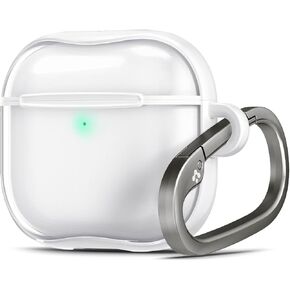 Spigen Ultra Hybrid Designed AirPods 4 Case and AirPods 4 with Active Noise Cancellation Case (2024) Anti-Yellowing Clear Case with Key Chain - Jet White
