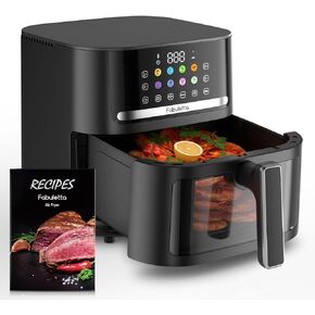 FABULETTA 6.5QT Large Air Fryer, Air Fryers Clear Window With Washable Basket, 10-in-1 Presets Functions For Crisp, Roast, Bake and Reheat, Auto Shut-off, Nonstick & Free Recipes & Easy Meals Airfryer