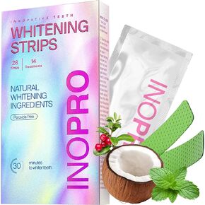 InoPro Teeth Whitening Strips - Peroxide Free Whitening Strips - Whitening Without The Harm - Deep Stains Removal - Whitening for Sensitive Teeth - 14 Treatments, 28 Strips