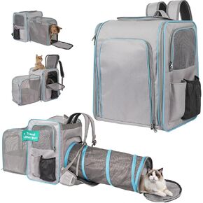 Large Cat Backpack Carrier - Expandable Cat Carrier Backpack with Litter Box, Pet Carrier Backpack for Small Pets Up to 25 Lbs, Dog Carrier Backpack for Travel Hiking Camping