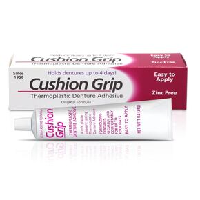 Cushion Grip Thermoplastic Denture Adhesive, 1 oz (Pack of 3) Make Your Denture Fit Snug Again for Up to 4 Days [Not a Glue Adhesive, Acts Like a Fitting Denture Liner]